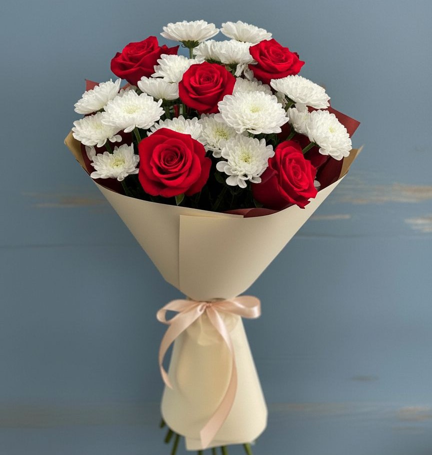 Букет цветов из: Розы и Хризантемы в Арске