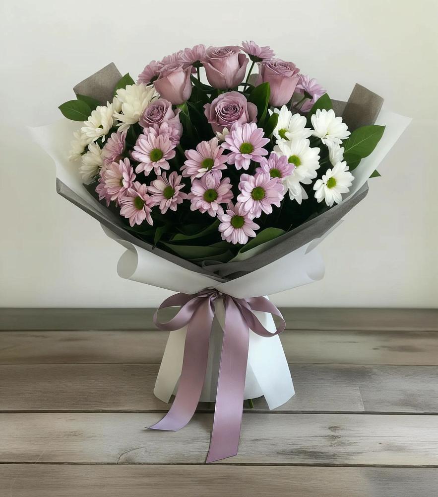 Букет цветов из: Хризантемы и Розы в Арске