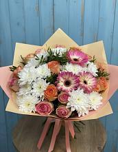 Букет цветов из:  Розы, Герберы и Хризантемы в Арске