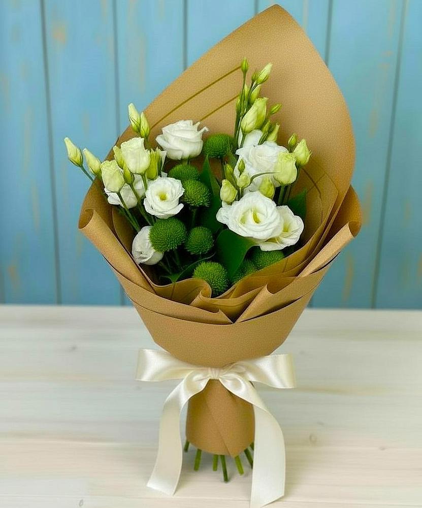 Букет цветов из: Хризантемы и Лизиантусы в Арске